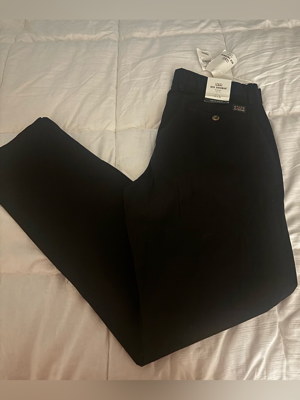 NWT Ben Sherman Jet Black Slim Stretch Chino Pants 33x32